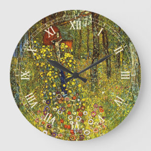Reloj Redondo Grande Jardín de granja con crucifijo de Gustav Klimt