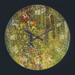 Reloj Redondo Grande Jardín de granja con Crucifijo por Gustav Klimt<br><div class="desc">Jardín de granja con Crucifijo (1911/1912) de Gustav Klimt es un simbolismo de la época victoriana vintage de la pintura religiosa de arte fino. Una escena natural con una variedad de flores alrededor de un crucifijo con Jesucristo en un jardín en una granja. Sobre el artista: Gustav Klimt (1862-1918) fue...</div>