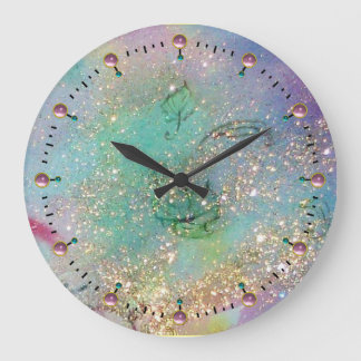 Reloj Redondo Grande JARDÍN DE LAS SOMBRAS PERDIDAS, verde azulado azul
