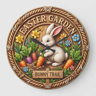 Reloj Redondo Grande Jardín de Pascua Sendero Caprichoso de Conejito