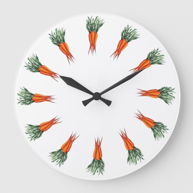 Reloj Redondo Grande Jardín de verduras de Naranja de zanjas (Anverso)