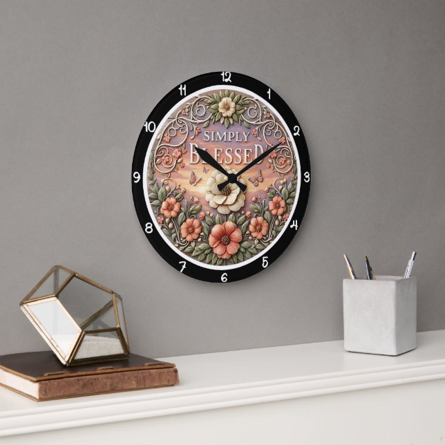 Reloj Redondo Grande Jardín del Atardecer Simplemente Bendito (Oficina)