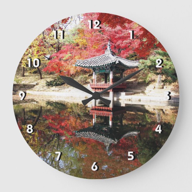 Reloj Redondo Grande Jardín del japonés del otoño de Seul (Anverso)