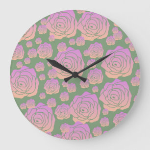 Reloj Redondo Grande Jardín Rosa