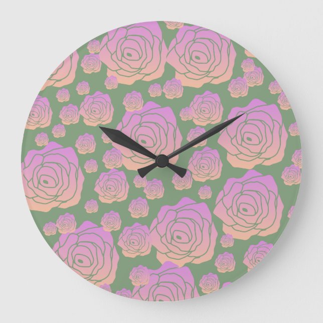 Reloj Redondo Grande Jardín Rosa (Anverso)