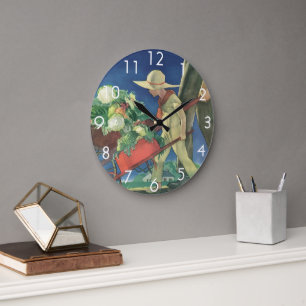 Reloj Redondo Grande Jardinero Infantil Antiguo, Jardinería Orgánica; J