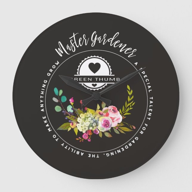 Reloj Redondo Grande Jardinero principal, regalos que cultivan un (Anverso)