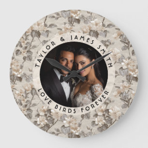 Reloj Redondo Grande Jardines Dichosos Encanto de Boda Moderna
