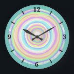 Reloj Redondo Grande Jawbreaker Slice Candy<br><div class="desc">Gran reloj de arte de pared redonda y accesorios de decoración de mobiliario casero con arte de ilustracion Jawbreaker Candy Slice de TheFabricSeal en Zazzle.com es un divertido y colorido diseño de portada con colores pastel circulares del arco iris y más allá. Tonos de paleta de color rosa, violeta, amarillo,...</div>