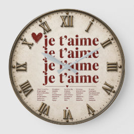 Reloj Redondo Grande Je T’aime in Many Languages Romantic