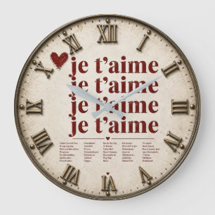 Reloj Redondo Grande Je T’aime in Many Languages Romantic
