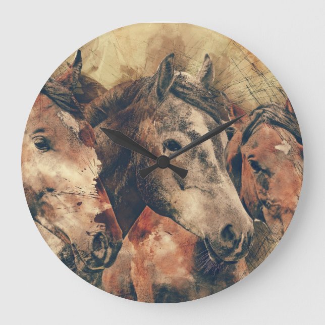 Reloj Redondo Grande jefes de caballos (Anverso)
