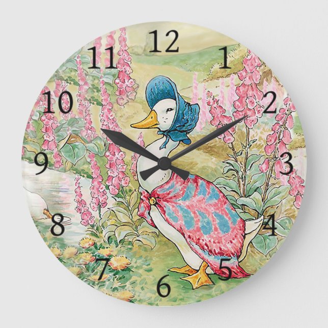 Reloj Redondo Grande Jemima Puddle Duck junto al lago   (Anverso)