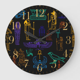 Reloj Redondo Grande Jeroglíficos y símbolos de la Antigua Egipto