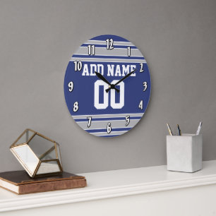 Reloj Redondo Grande Jersey de equipo con nombre y número de encargo