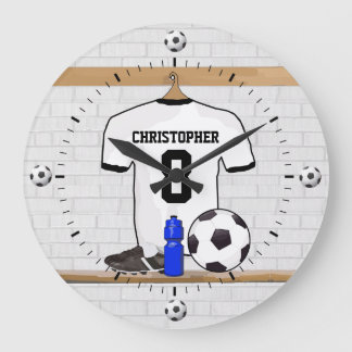 Reloj Redondo Grande Jersey de fútbol negro personalizado