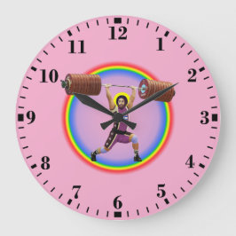 Reloj Redondo Grande Jesucristo haciendo el Clean and Jerk