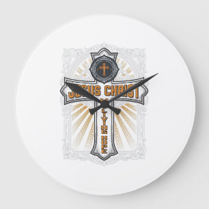 Reloj Redondo Grande Jesucristo Mi Esperanza Viva Cruz Vintage