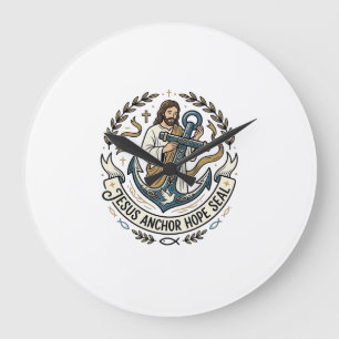 Reloj Redondo Grande Jesús Ancla Esperanza Sello Jesús Ancla Esperanza 