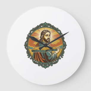 Reloj Redondo Grande Jesús Avergonzado Tropezando Superficie Plana Clús