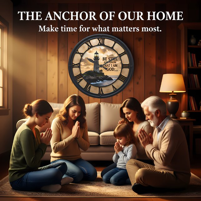 Reloj Redondo Grande Jesus Be Still Lighthouse (Subido por el creador)