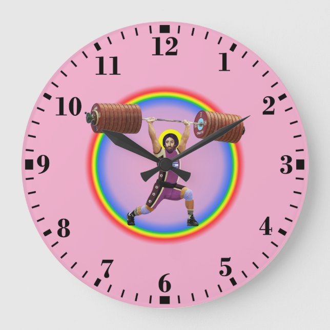 Reloj Redondo Grande Jesus Christ doing the Clean and Jerk (Anverso)