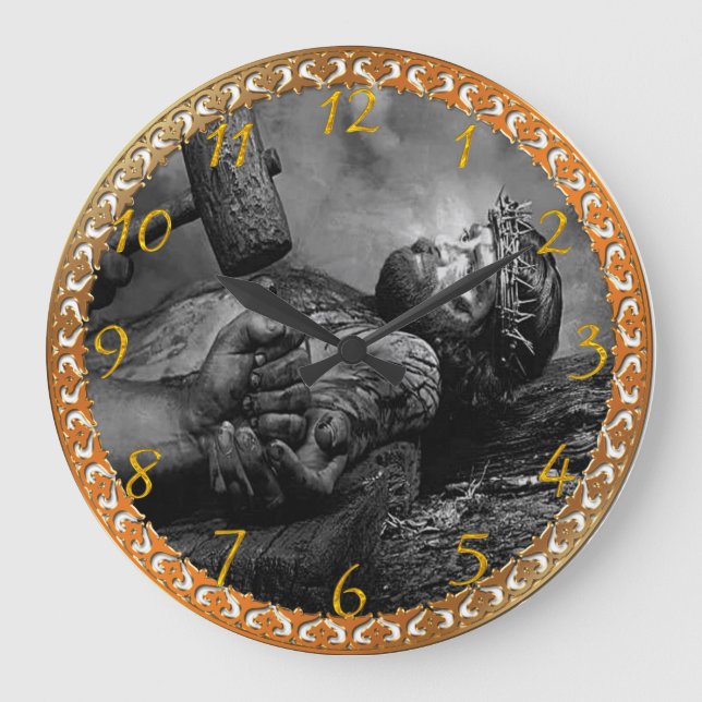 Reloj Redondo Grande Jesús clavó un reloj grande (Anverso)