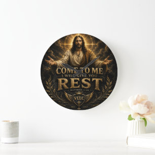 Reloj Redondo Grande Jesus Come to Me Christian Gold Sacred Art