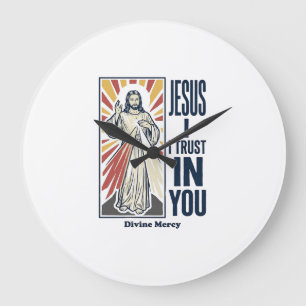 Reloj Redondo Grande Jesús Confío En Ti Diseño de Camiseta de la Divina