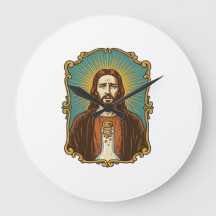 Reloj Redondo Grande Jesús Corcho De Vino Roto Botella Sumiller Parte