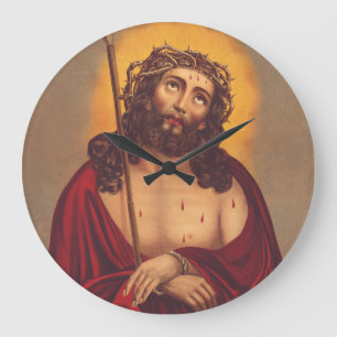 Reloj Redondo Grande Jesús Coronado de Espinas Arte Doloroso
