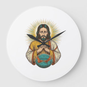 Reloj Redondo Grande Jesús decepcionado Bola de ejercicio desinflada Fr