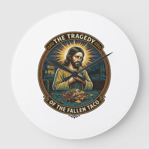 Reloj Redondo Grande Jesús Dejó Comida Callejera De Taco Nocturno Borra