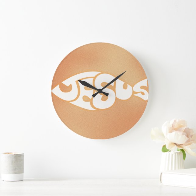 Reloj Redondo Grande "Jesús" en forma de pez Pastor cristiano regalo (Hogar)