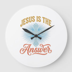 Reloj Redondo Grande Jesús Es la Respuesta Diseño de Cruz Cristiana Vec