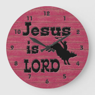 Reloj Redondo Grande Jesús es señor Bull Rider