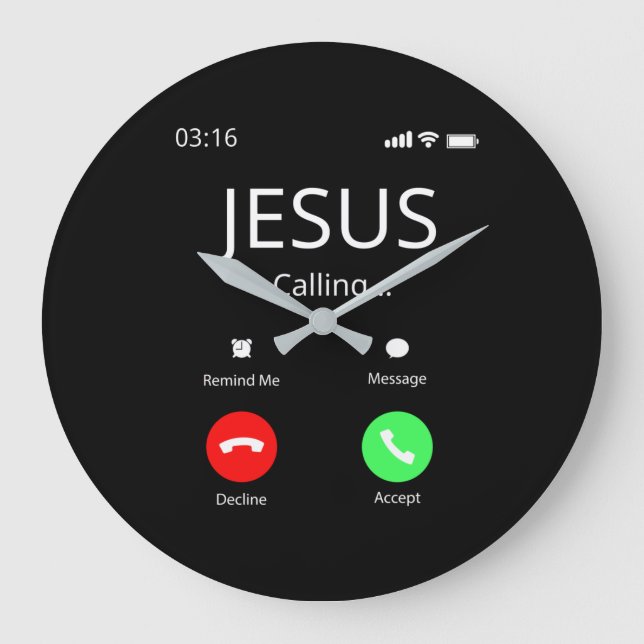 Reloj Redondo Grande Jesús está llamando - Cristiano (Anverso)