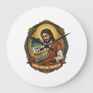 Reloj Redondo Grande Jesús Exhausto Tubo de Proteína Vacío Humor de Gim