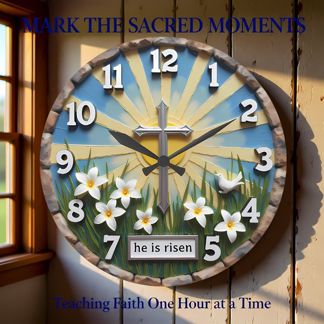 Reloj Redondo Grande Jesús Ha Resucitado Explosión de Sol (Subido por el creador)