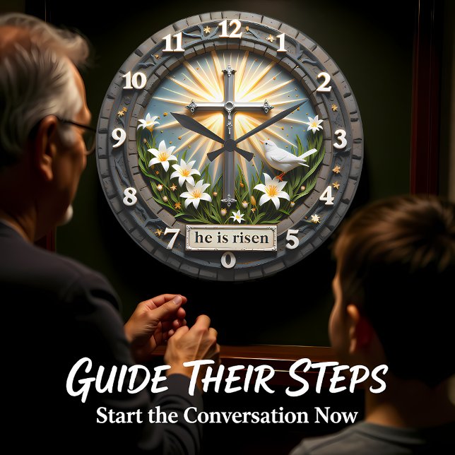 Reloj Redondo Grande Jesus He Is Risen Radiant (Subido por el creador)