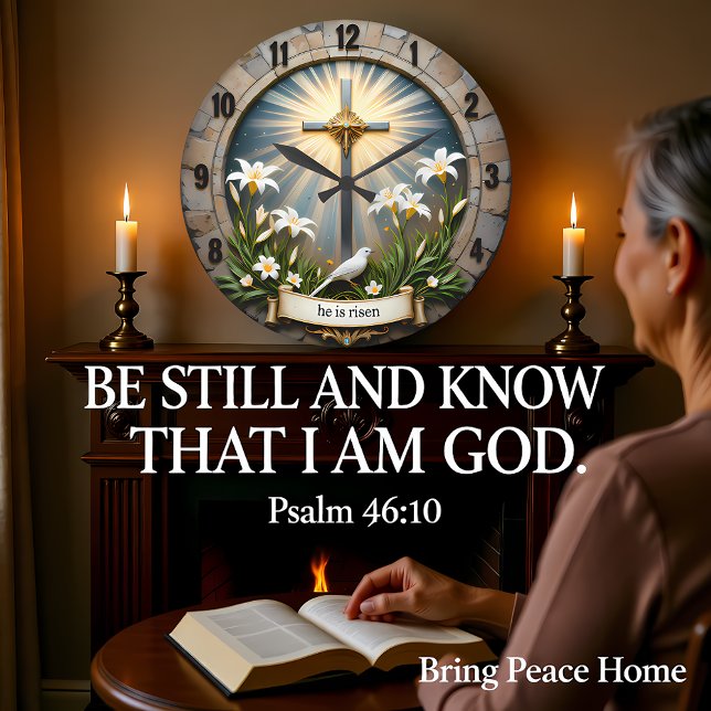 Reloj Redondo Grande Jesus He Is Risen Stone (Subido por el creador)