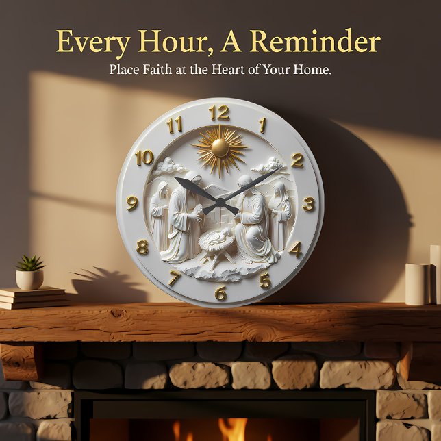 Reloj Redondo Grande Jesus Holy Family Nativity (Subido por el creador)