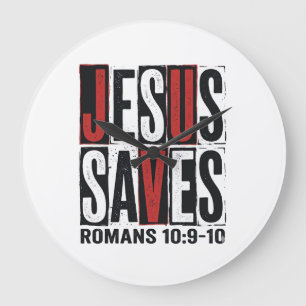 Reloj Redondo Grande Jesús Salva Camiseta Vintage Cristiana Romanos 10_