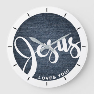 Reloj Redondo Grande Jesús Te Ama A Denim