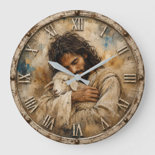 Reloj Redondo Grande Jesus the Good Shepherd Christian Bible Art
