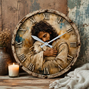 Reloj Redondo Grande Jesus the Good Shepherd Christian Bible Art