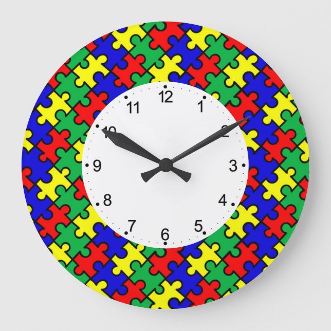 Reloj Redondo Grande Jigsaw Puzzle Seamless Pattern-22675 (Anverso)