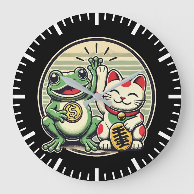 Reloj Redondo Grande Jin Chan y Maneki Neko - Suerte y prosperidad (Anverso)