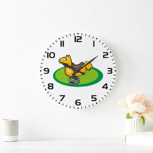 Reloj Redondo Grande Jinete de Caballo de Columpio de Parque Infantil