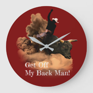 Reloj Redondo Grande Jinete de Toro - ¡Bájate de mi espalda hombre!